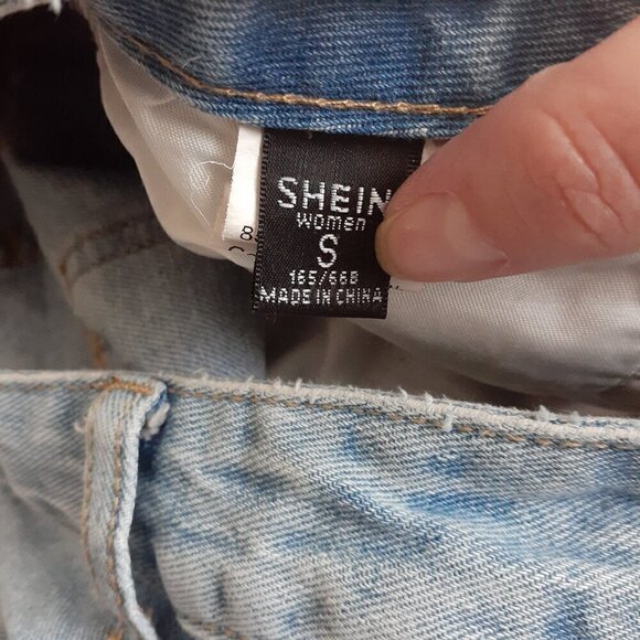 SHEIN Women's Size Small Light Wash High Rise Cut Off Distressed Jean Shorts - Picture 2 of 10